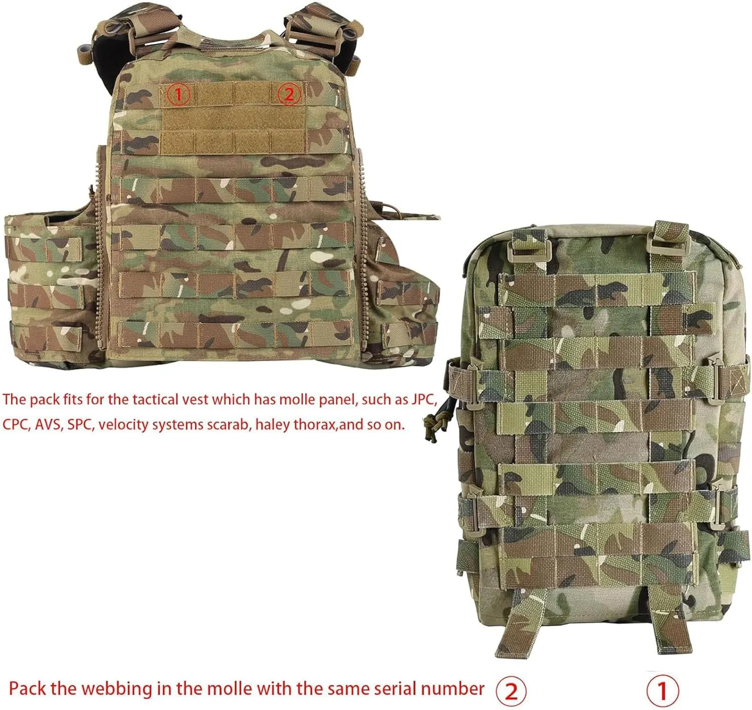 Tactical Mini Molle Hydration Pack,Molle Hydration Carrier with IFAK Pouch&US Flag&Med Patch,Hydropack for 2L Water Bladder