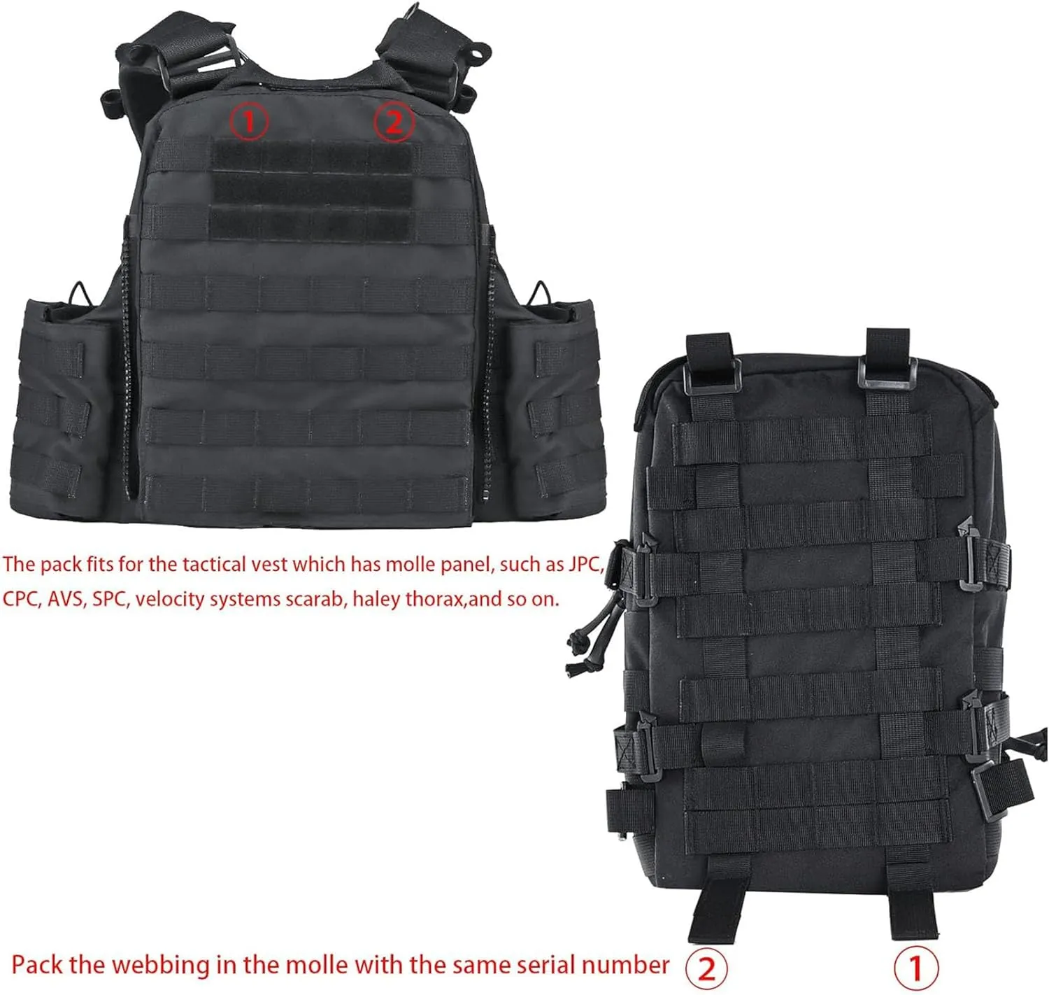 Tactical Mini Molle Hydration Pack,Molle Hydration Carrier with IFAK Pouch&US Flag&Med Patch,Hydropack for 2L Water Bladder