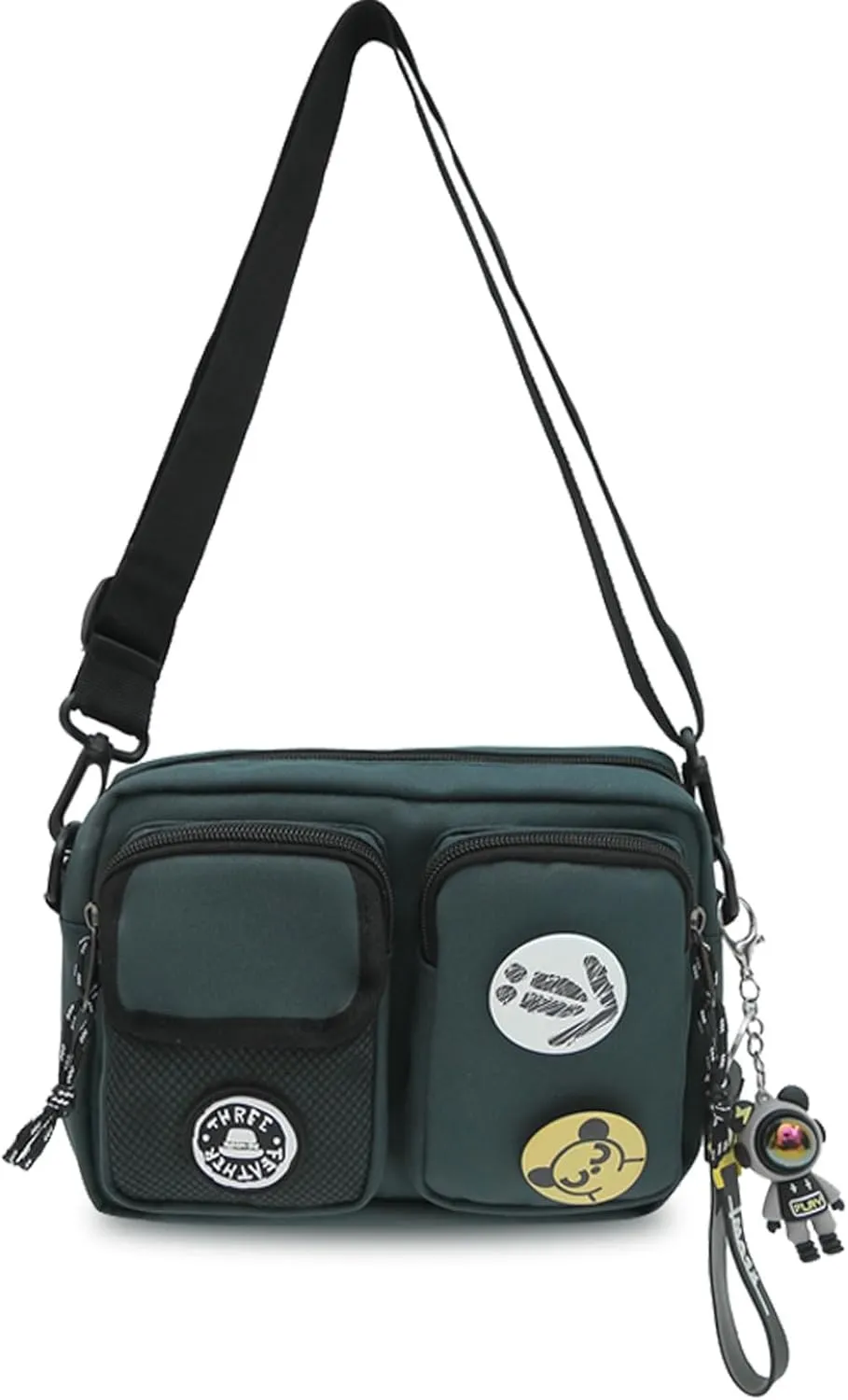 Teclado Fashion Crossbody Bag with Cute Accessories Casual Shoulder Bag with Pendants Purse Travel Daypacks