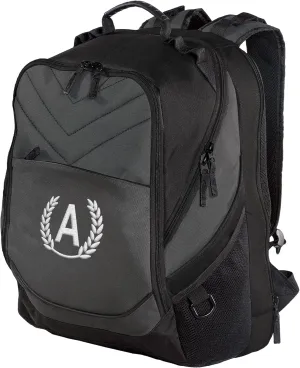 TEEAMORE Custom Travel Laptop Backpack Add Your Embroidered Monogram Computer Water Resistant Bag Dark Charcoal Black