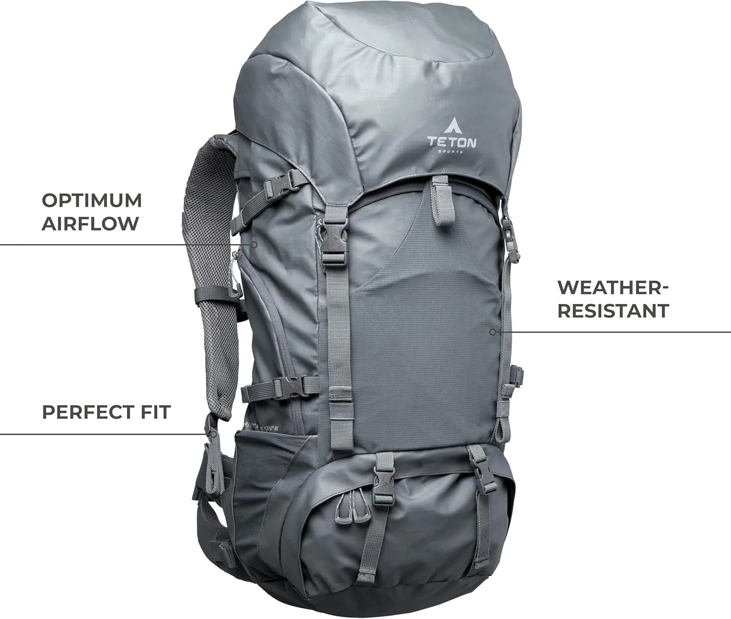 Teton 65L Signal backpack, durable and ready for hiking, camping or backpacking. Perfect lightweight travel bag with more room than you think, Granite