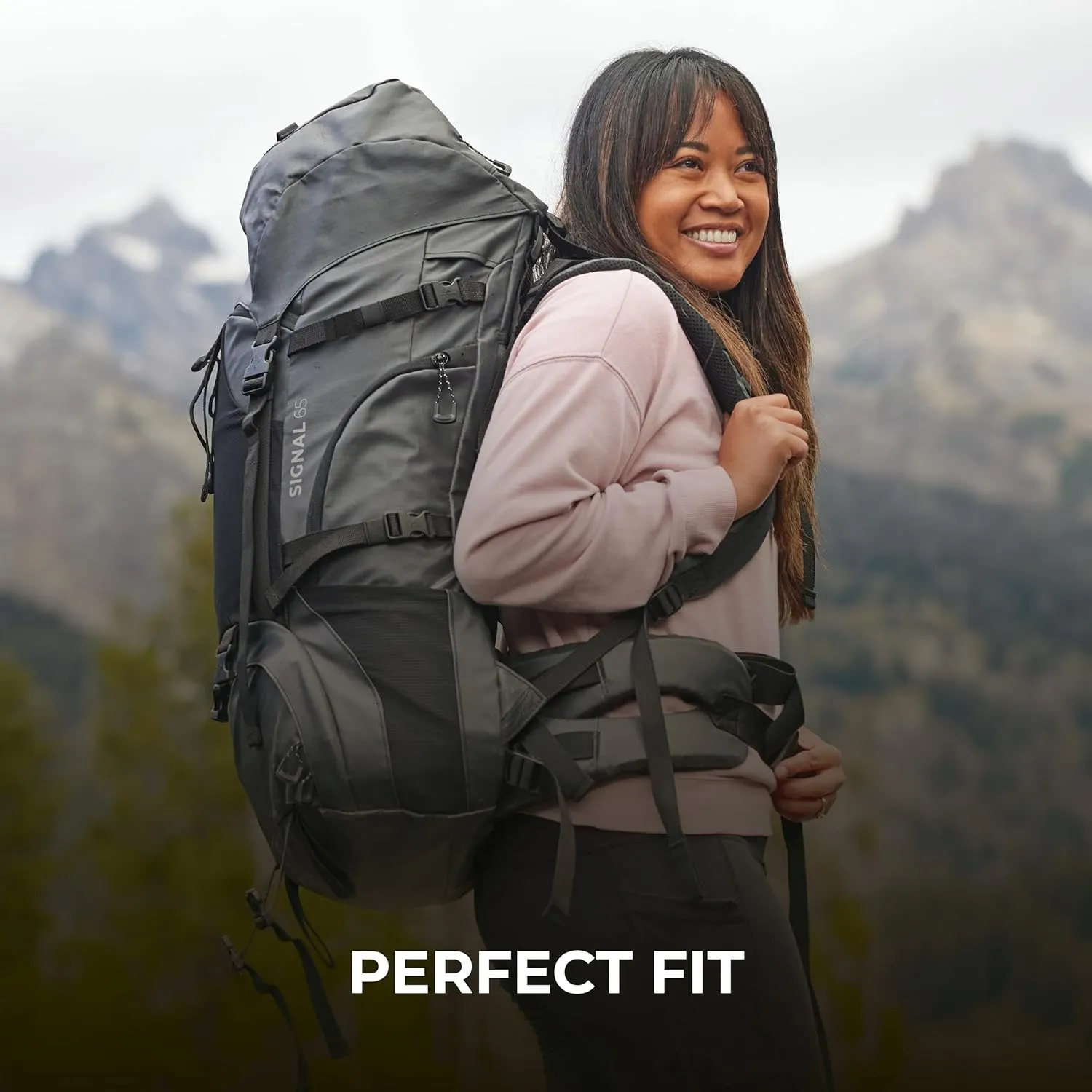 Teton 65L Signal backpack, durable and ready for hiking, camping or backpacking. Perfect lightweight travel bag with more room than you think, Granite