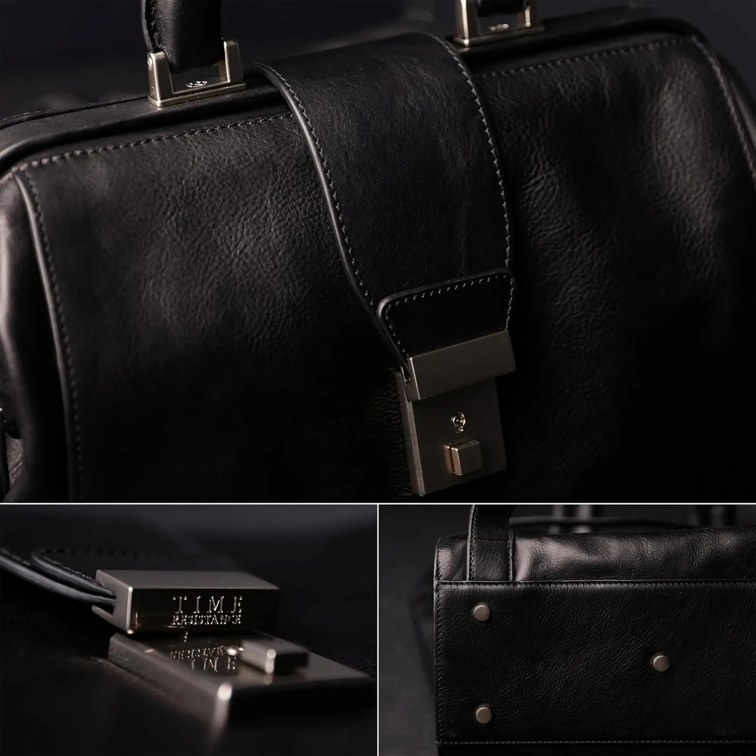 Time Resistance Leather Backpack for Men and Women - Business Rucksack Laptop Bag (Black)