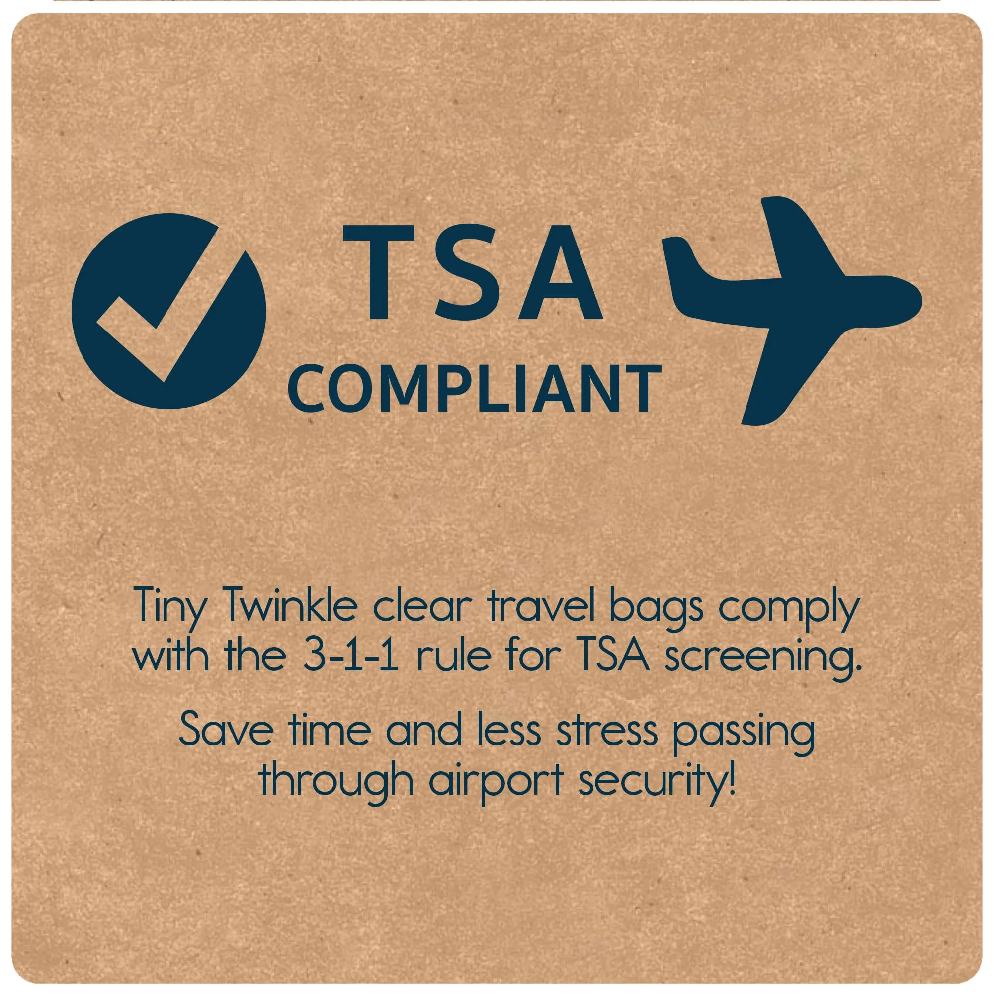 Tiny Twinkle Mess-proof Travel Bags, Airline Compliant, Zipper Closure, Clear Front Pouch, Diaper Bag Packing, Toiletry or Cosmetics Organizer 3 Pack Set