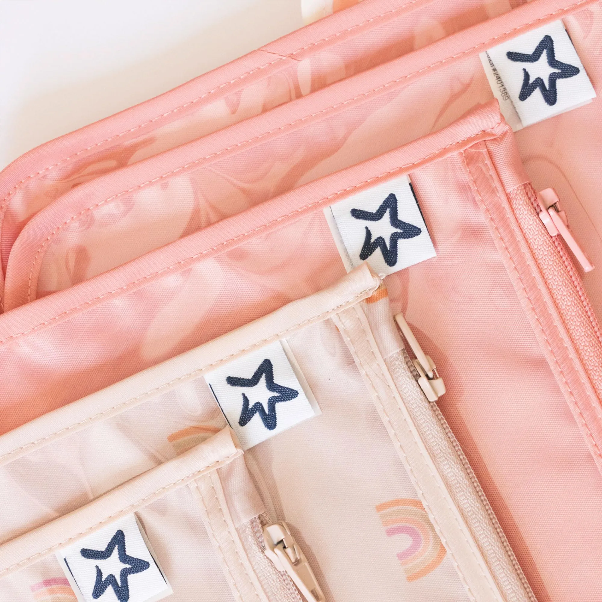 Tiny Twinkle Mess-proof Travel Bags, Airline Compliant, Zipper Closure, Clear Front Pouch, Diaper Bag Packing, Toiletry or Cosmetics Organizer 3 Pack Set