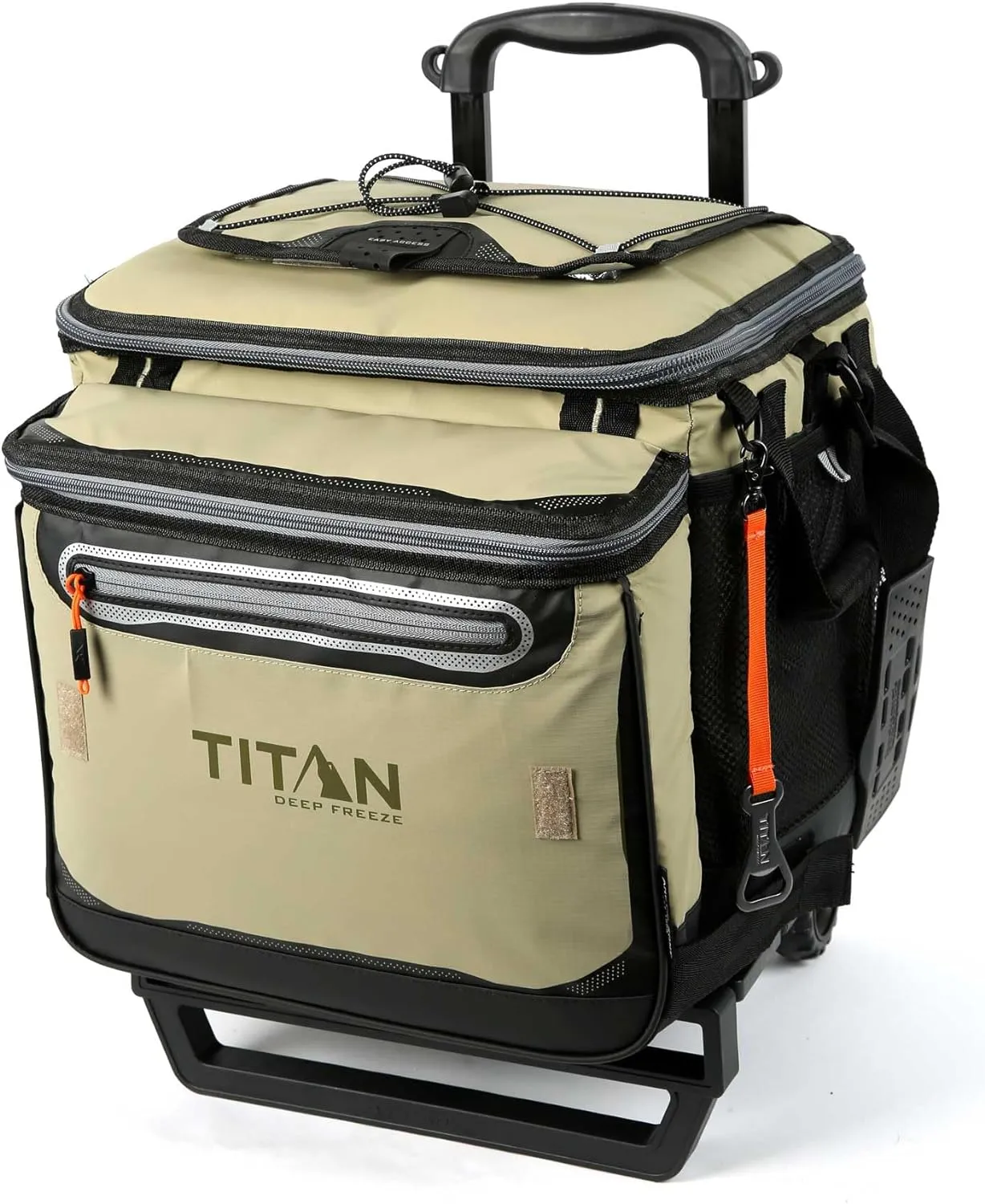 Titan Deep Freeze 60 (50 10) Can Wheeled Cooler - Collapsible Rolling Cooler with Wheels and All-Terrain Cart