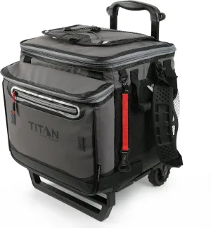 Titan Deep Freeze 60 (50 10) Can Wheeled Cooler - Collapsible Rolling Cooler with Wheels and All-Terrain Cart