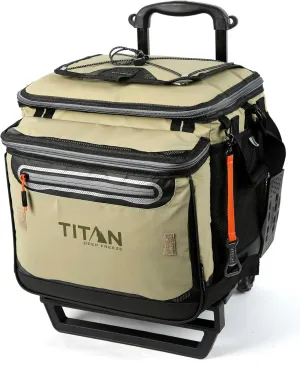 Titan Deep Freeze 60 (50 10) Can Wheeled Cooler - Collapsible Rolling Cooler with Wheels and All-Terrain Cart