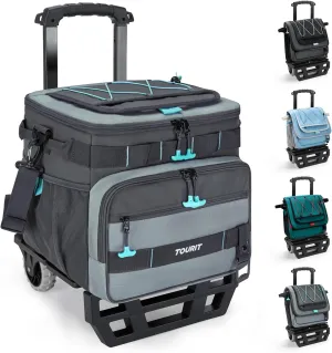 TOURIT Collapsible 48-Can Leak-Proof Insulated Rolling Cooler with All-Terrain Cart, Upgraded Fixtures and New Wheels Suitable for Beach, Picnic, Shopping