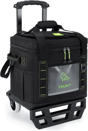 TOURIT Portable 50-Can Collapsible Rolling Soft Cooler with 29L Space & Reinforced All-Terrain Cart with Wheels Easy Transportation, Large Leakproof Travel Beach Ice Chest for Grocery Shopping