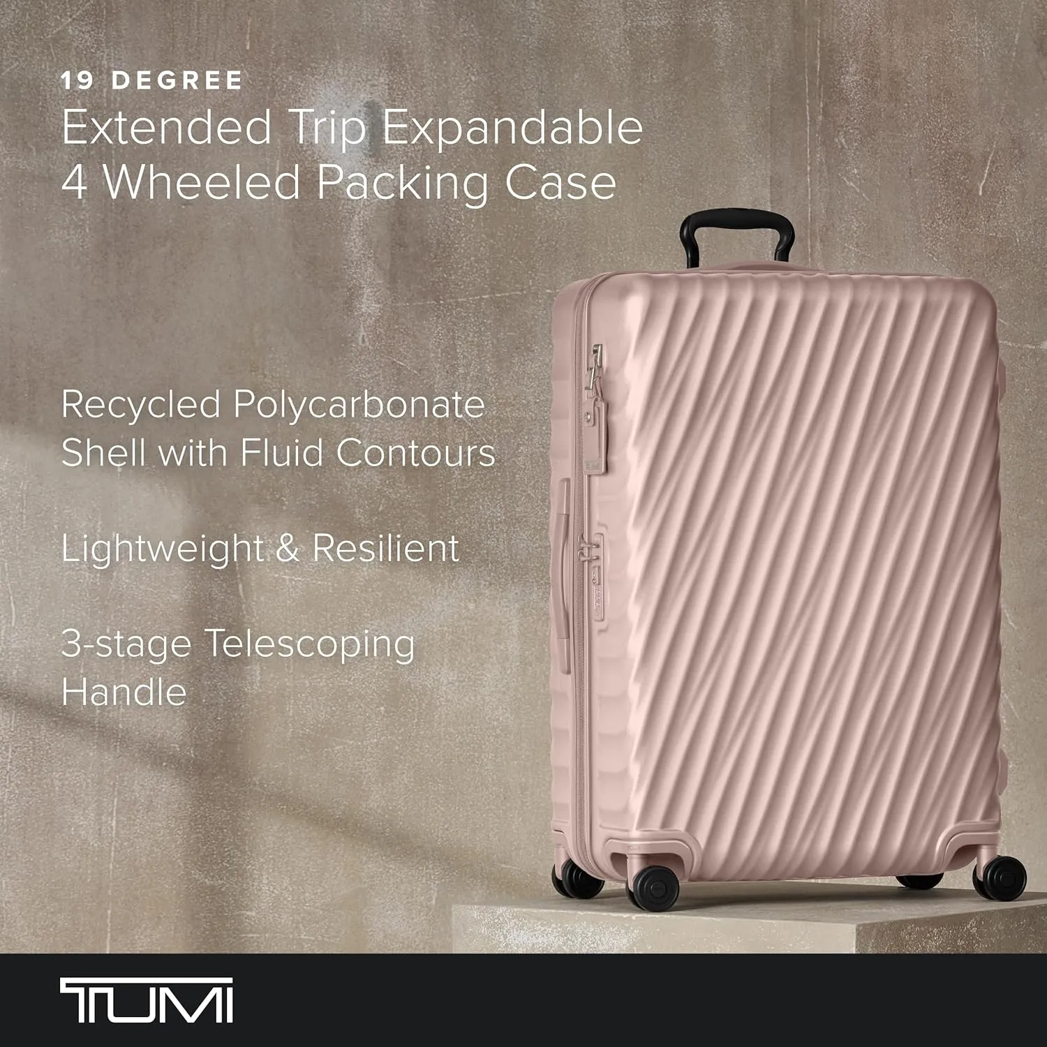 TUMI - 19 Degree Extended Trip Expandable 4 Wheeled Packing Case - Hard Shell Suitcase - Roller Suitcase Checked Bag - Mauve Texture