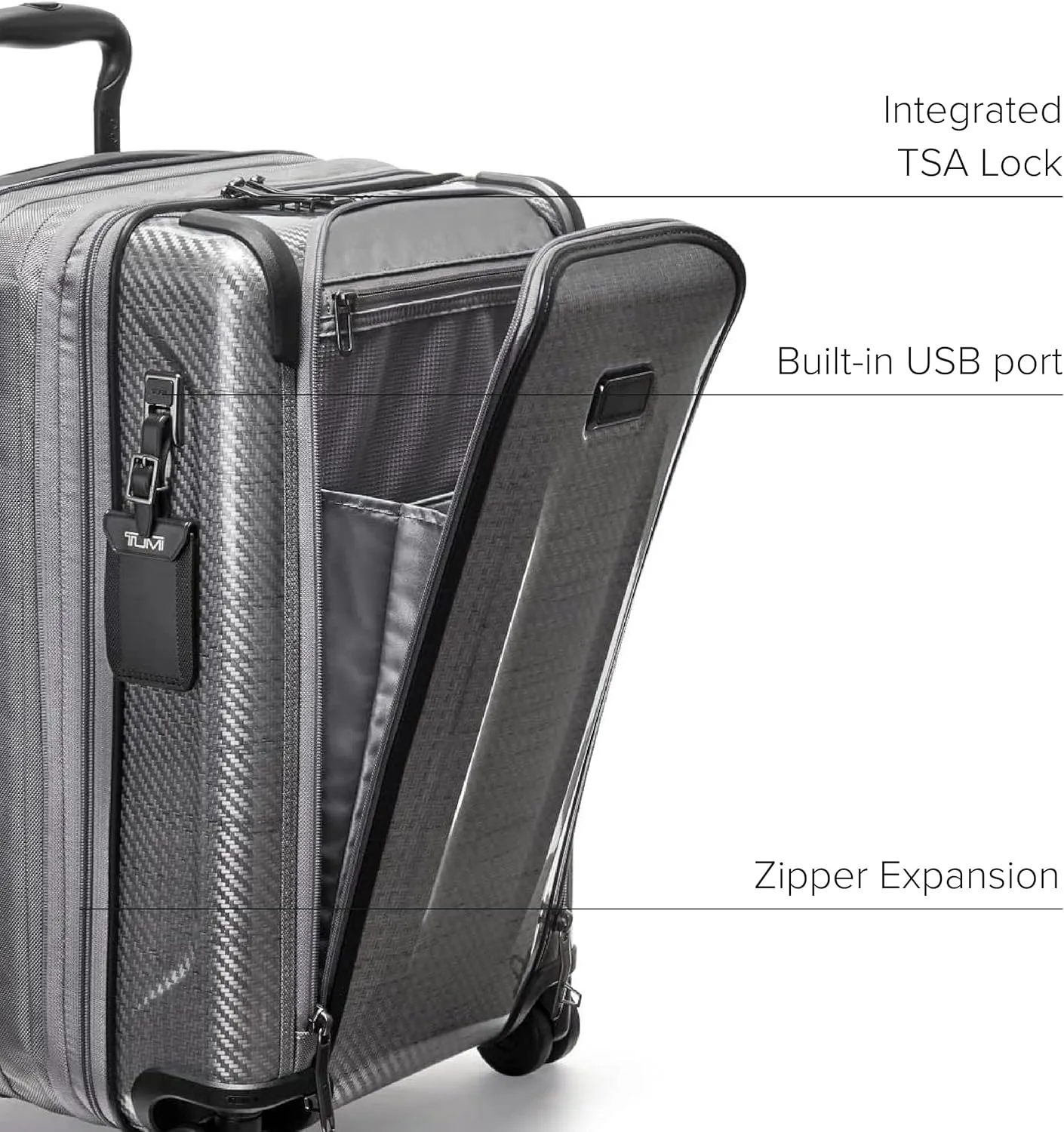 TUMI - Tegra-Lite 4 Wheel Luggage - Highly Durable Suitcase, Flexible Shell, Sleek and Lightweight Men's and Women's Expandable Rolling Bag - International, T-Graphite