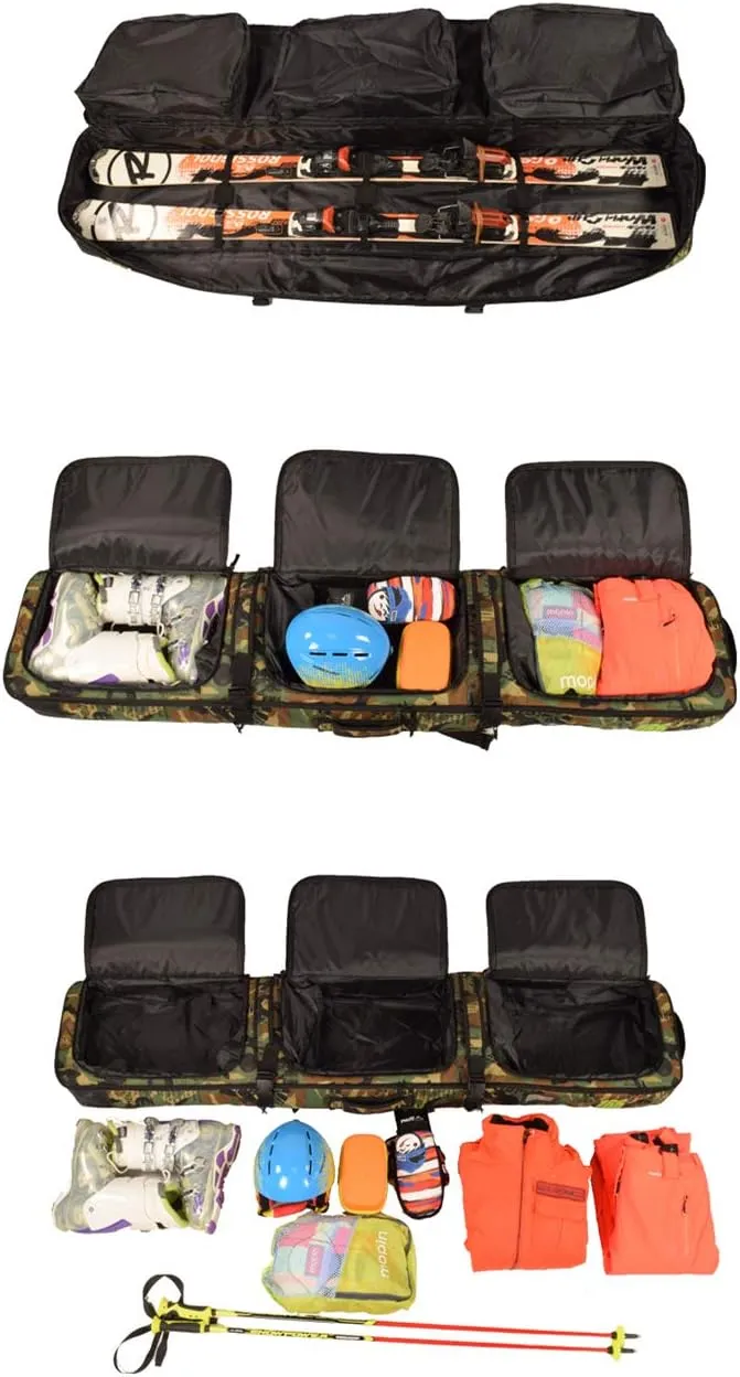 UNISTRENGH Fully Padded Snowboard Bag With Wheels Large Multi-compartment Ski Boots and Helmet Bag Perfect for Travel