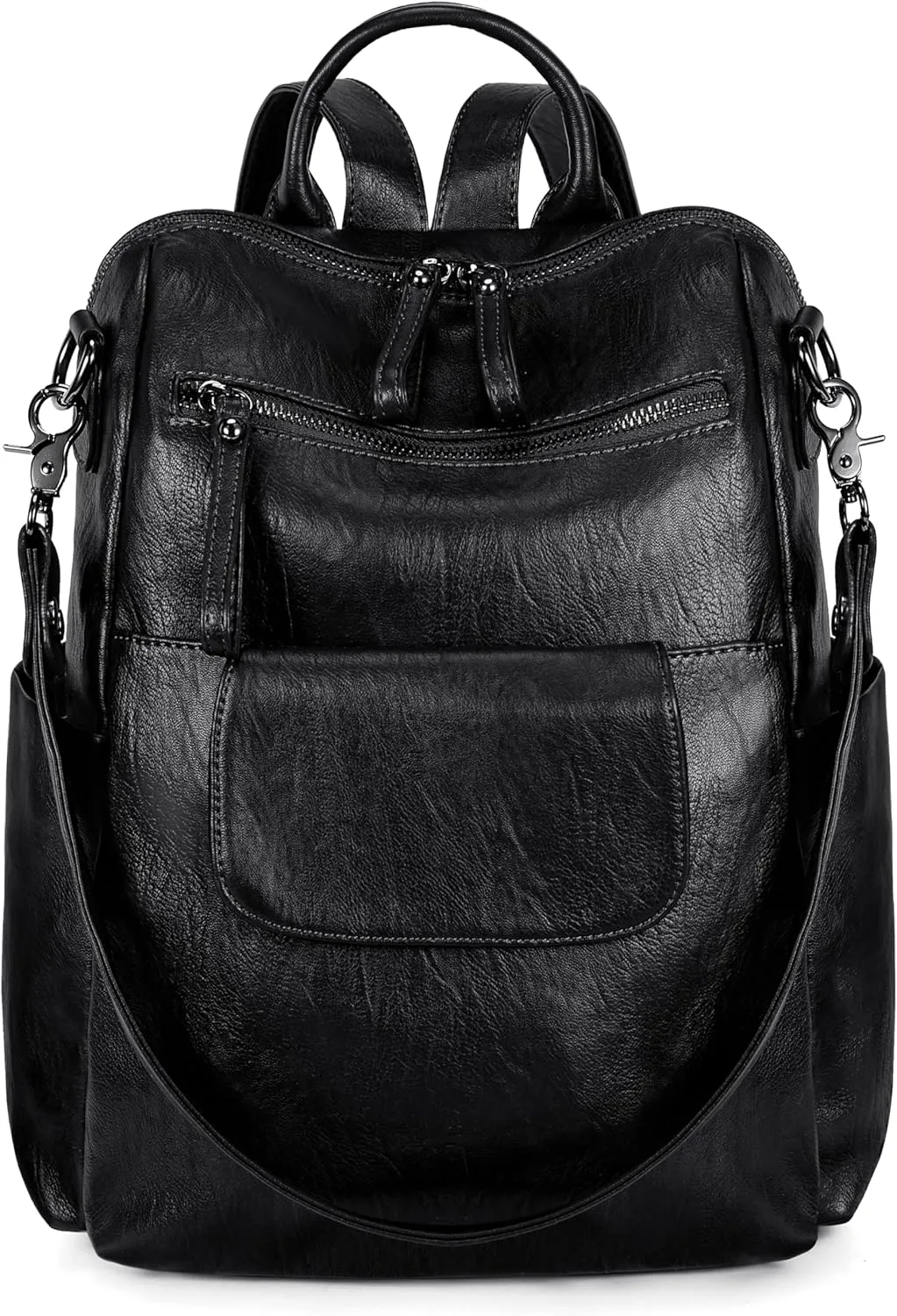 UTO Women Backpack Purse 3 ways PU Washed Leather Ladies Rucksack Shoulder Bag New Blue