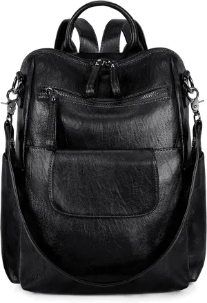 UTO Women Backpack Purse 3 ways PU Washed Leather Ladies Rucksack Shoulder Bag New Blue