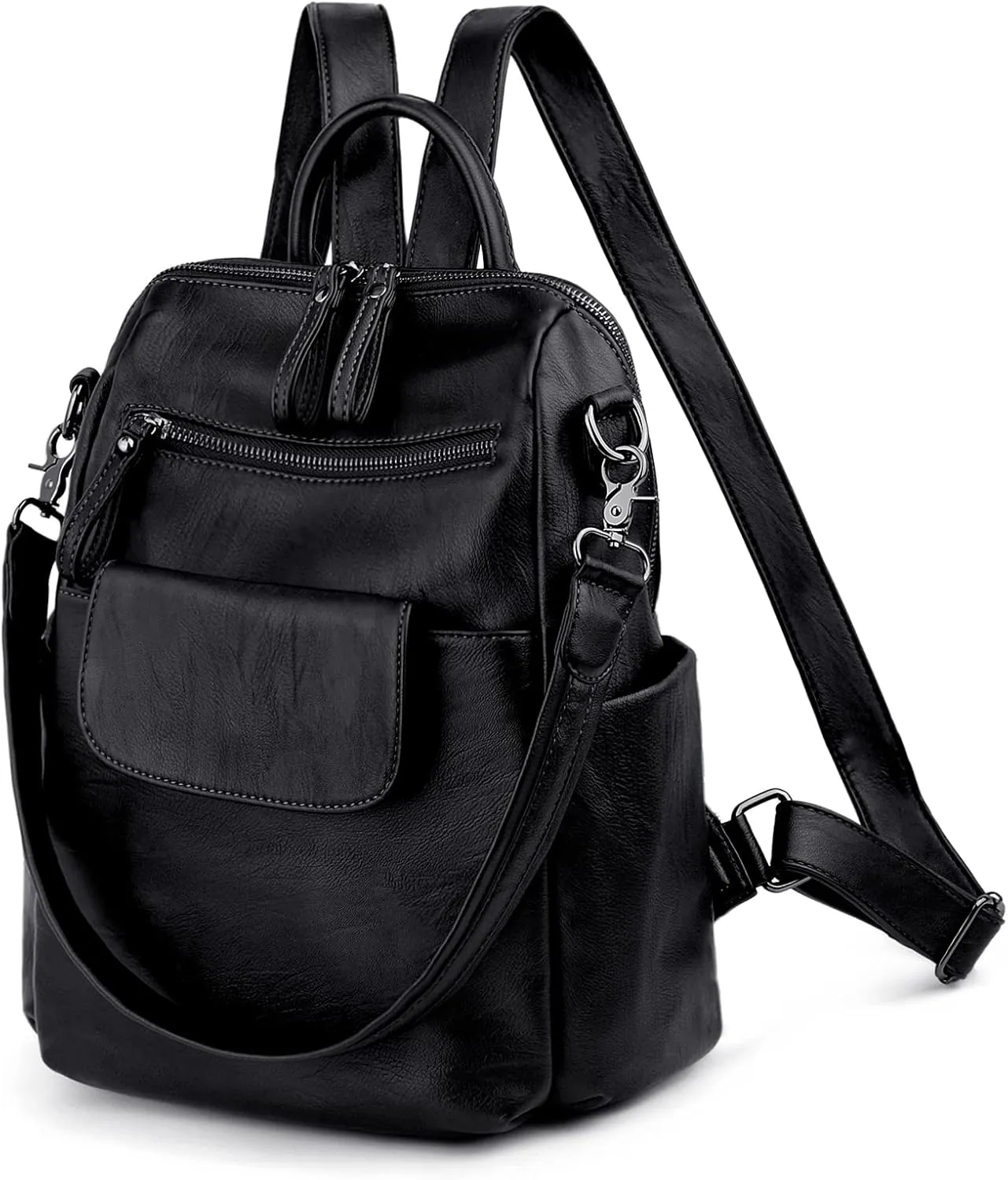 UTO Women Backpack Purse 3 ways PU Washed Leather Ladies Rucksack Shoulder Bag New Blue