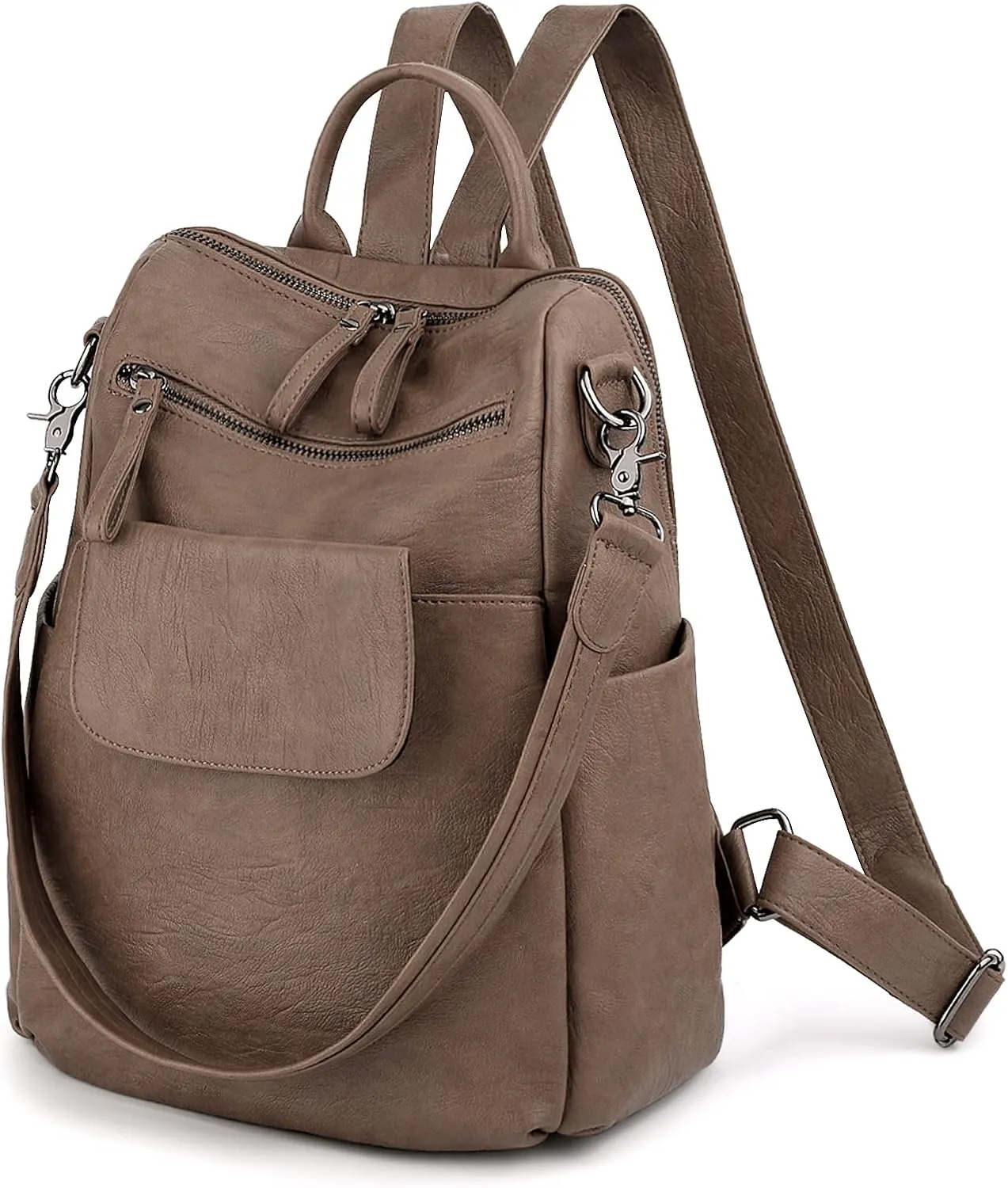 UTO Women Backpack Purse 3 ways PU Washed Leather Ladies Rucksack Shoulder Bag New Blue