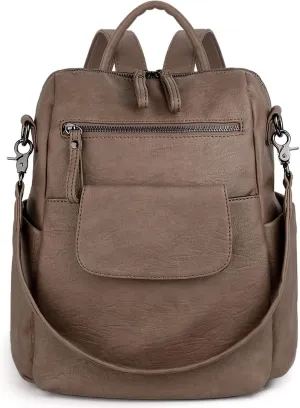 UTO Women Backpack Purse 3 ways PU Washed Leather Ladies Rucksack Shoulder Bag New Blue