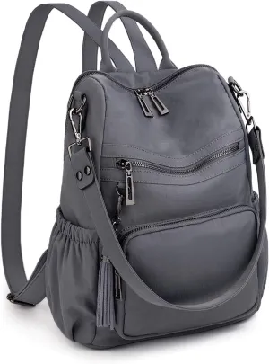 UTO Women Backpack Purse Leather Vegan Ladies Fashion Designer Rucksack Convertible Travel Shoulder Bag with Tassel