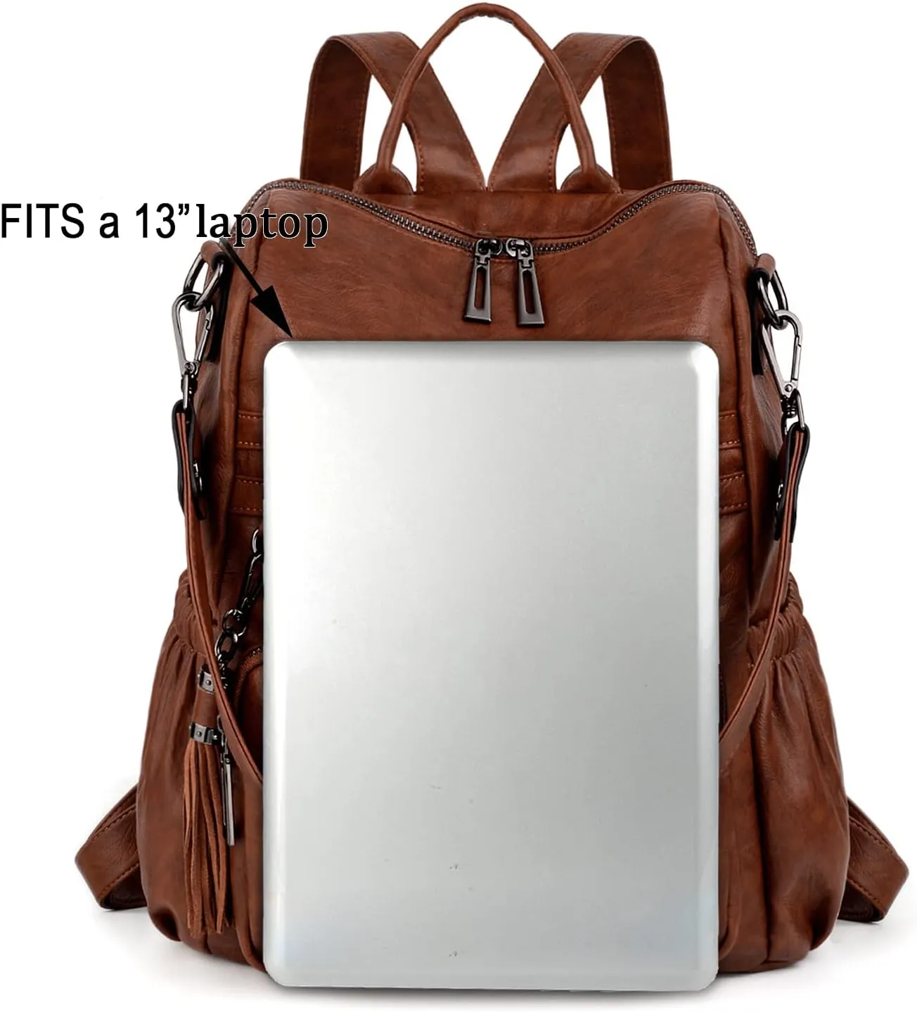 UTO Women Backpack Purse Leather Vegan Ladies Fashion Designer Rucksack Convertible Travel Shoulder Bag with Tassel