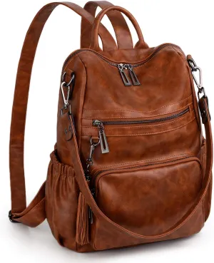 UTO Women Backpack Purse Leather Vegan Ladies Fashion Designer Rucksack Convertible Travel Shoulder Bag with Tassel