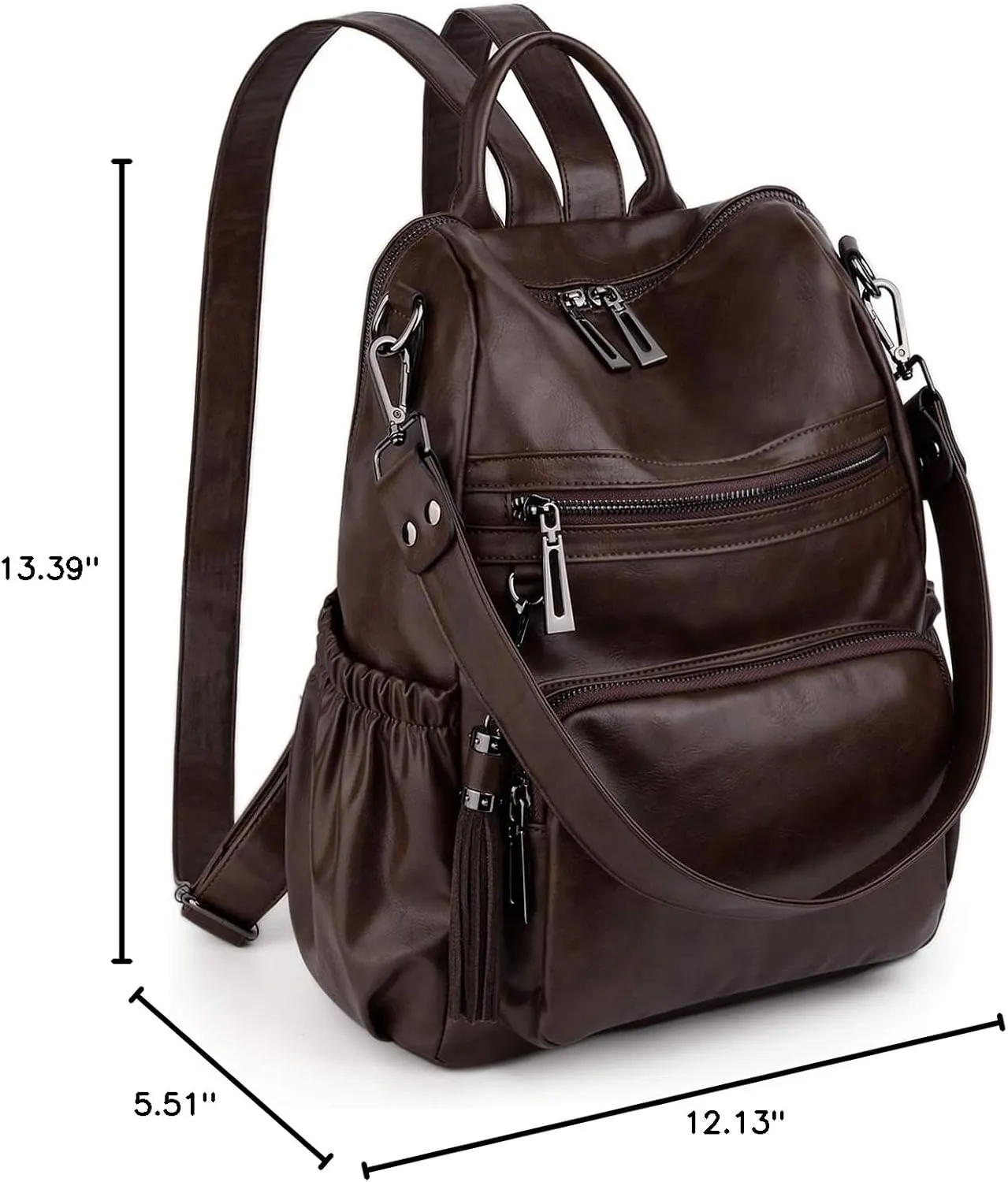 UTO Women Backpack Purse Leather Vegan Ladies Fashion Designer Rucksack Convertible Travel Shoulder Bag with Tassel