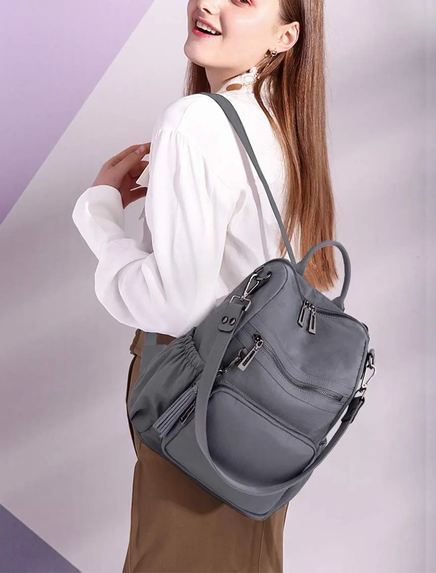 UTO Women Backpack Purse Leather Vegan Ladies Fashion Designer Rucksack Convertible Travel Shoulder Bag with Tassel