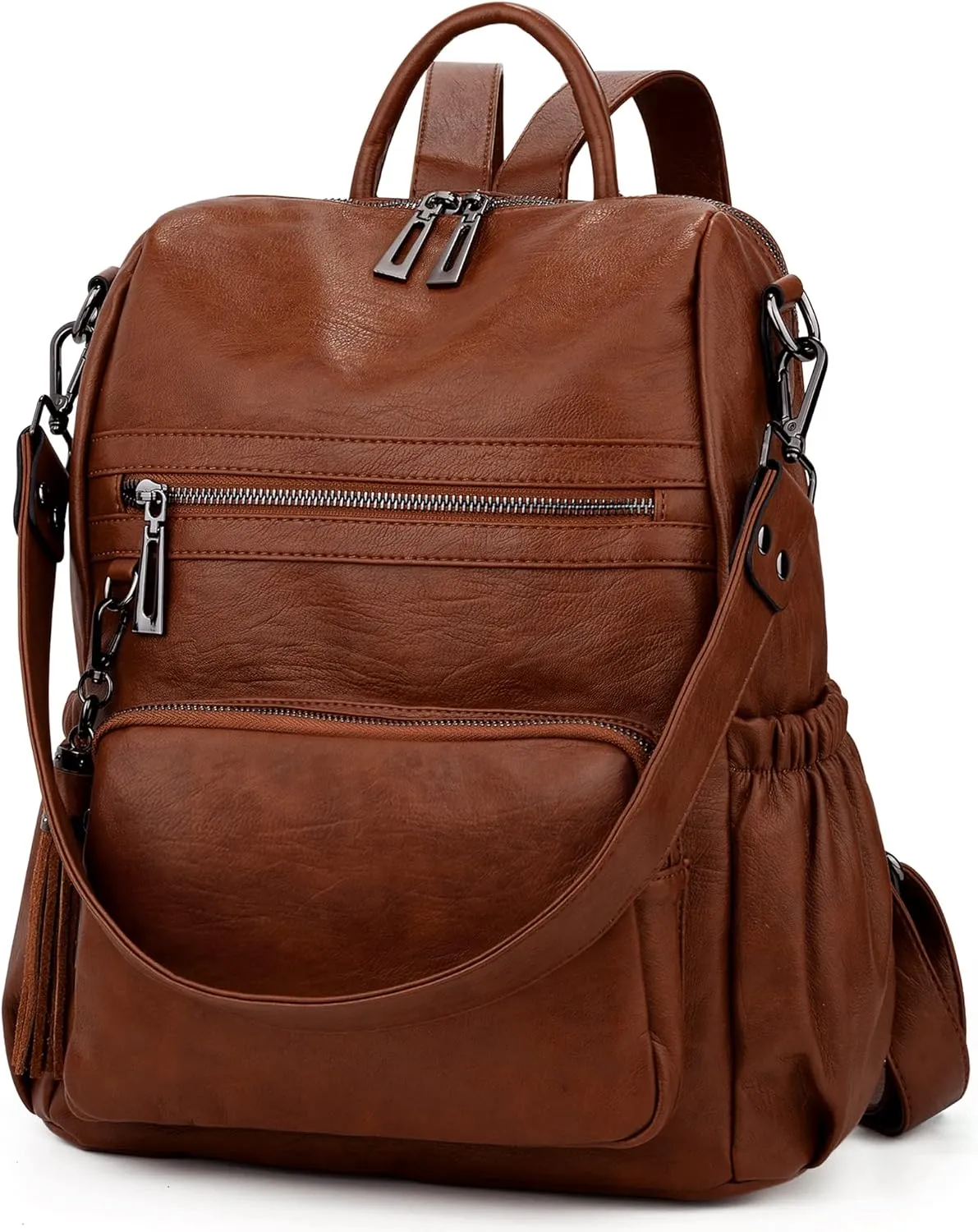 UTO Women Backpack Purse Leather Vegan Ladies Fashion Designer Rucksack Convertible Travel Shoulder Bag with Tassel
