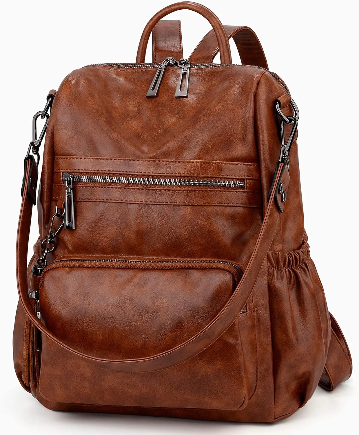 UTO Women Backpack Purse Leather Vegan Ladies Fashion Designer Rucksack Convertible Travel Shoulder Bag with Tassel