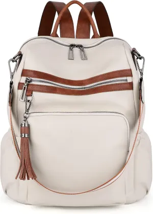 UTO Women Backpack Purse Leather Vegan Ladies Fashion Designer Rucksack Convertible Travel Shoulder Bag with Tassel