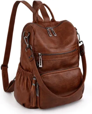 UTO Women Backpack Purse Leather Vegan Ladies Fashion Designer Rucksack Convertible Travel Shoulder Bag with Tassel