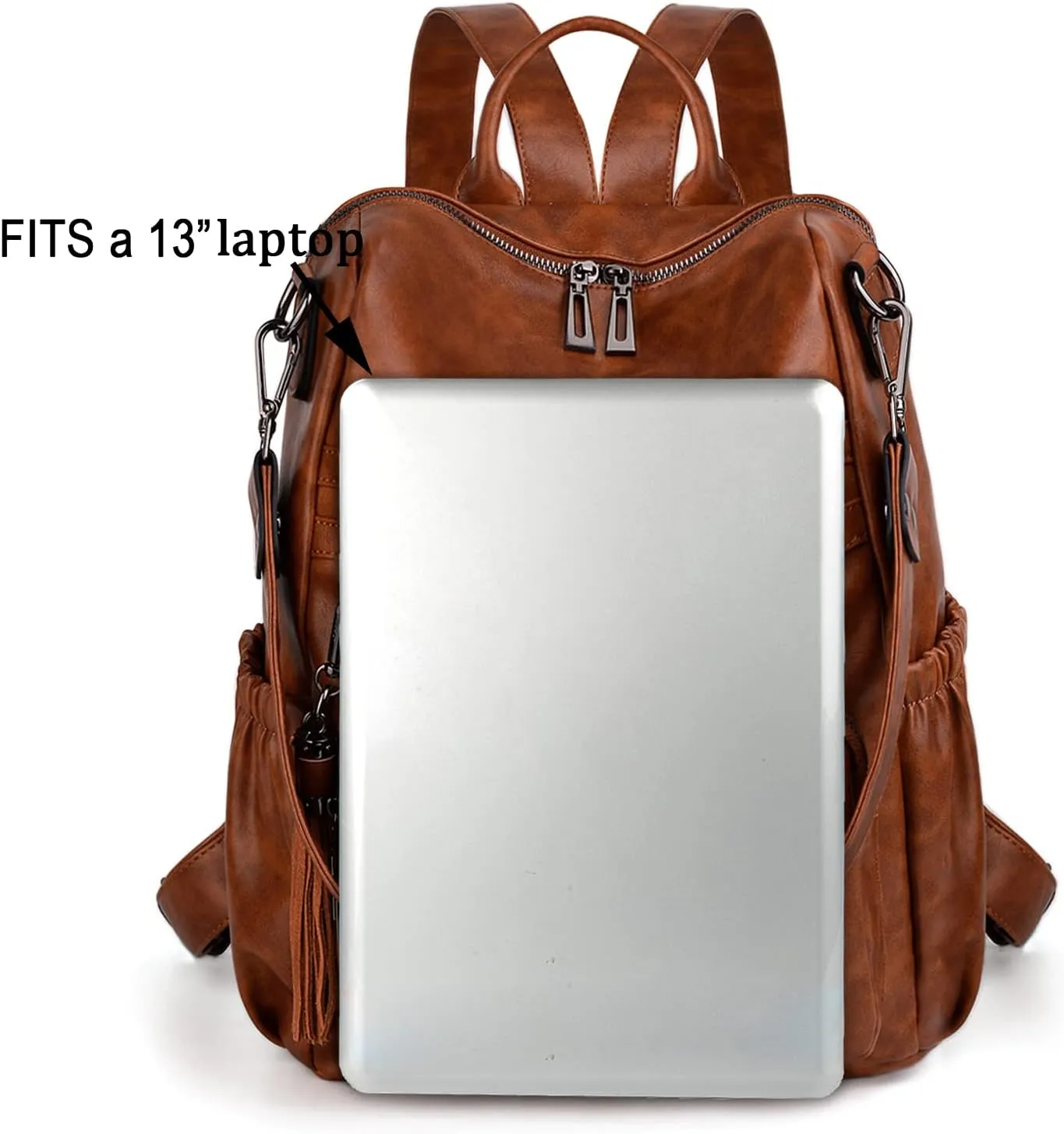 UTO Women Backpack Purse Leather Vegan Ladies Fashion Designer Rucksack Convertible Travel Shoulder Bag with Tassel