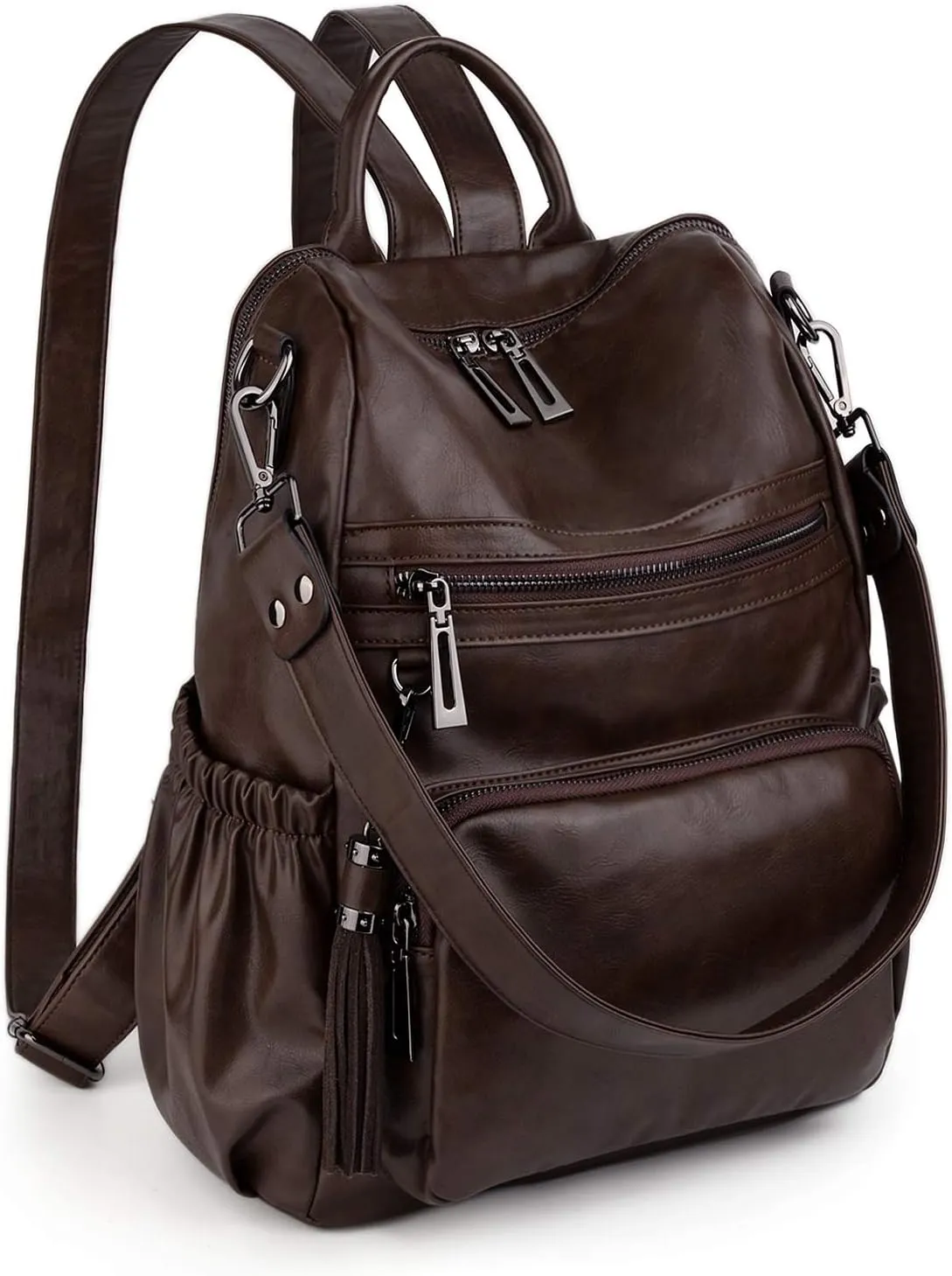 UTO Women Backpack Purse Leather Vegan Ladies Fashion Designer Rucksack Convertible Travel Shoulder Bag with Tassel