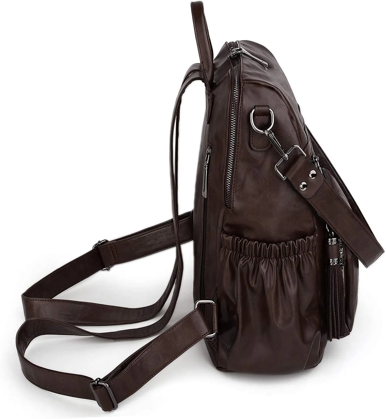 UTO Women Backpack Purse Leather Vegan Ladies Fashion Designer Rucksack Convertible Travel Shoulder Bag with Tassel