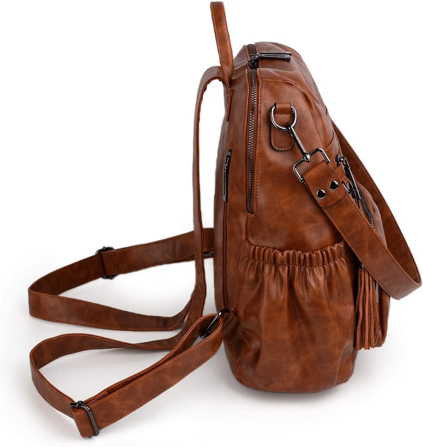 UTO Women Backpack Purse Leather Vegan Ladies Fashion Designer Rucksack Convertible Travel Shoulder Bag with Tassel