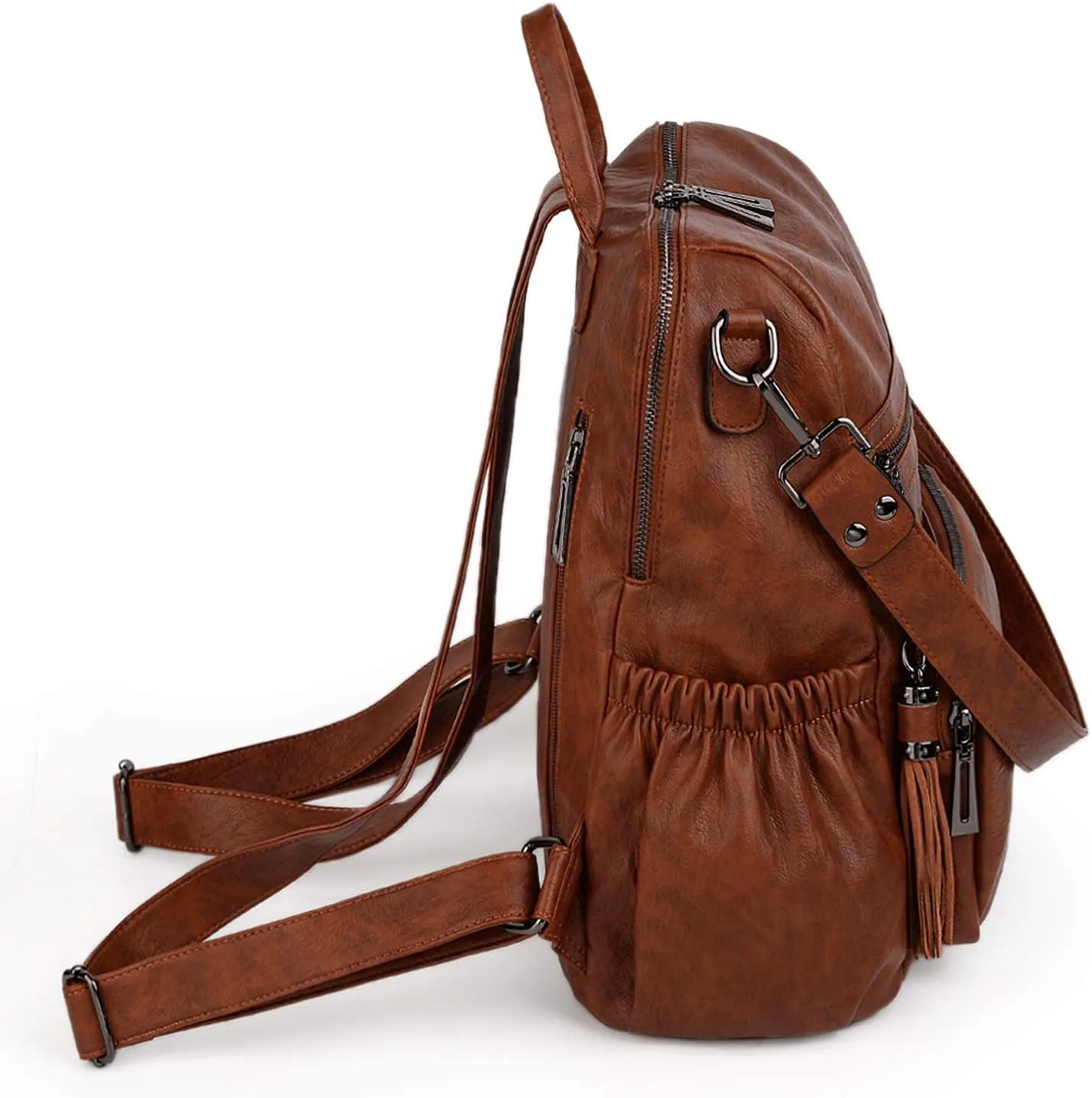 UTO Women Backpack Purse Leather Vegan Ladies Fashion Designer Rucksack Convertible Travel Shoulder Bag with Tassel