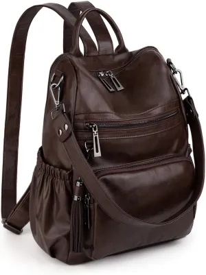 UTO Women Backpack Purse Leather Vegan Ladies Fashion Designer Rucksack Convertible Travel Shoulder Bag with Tassel