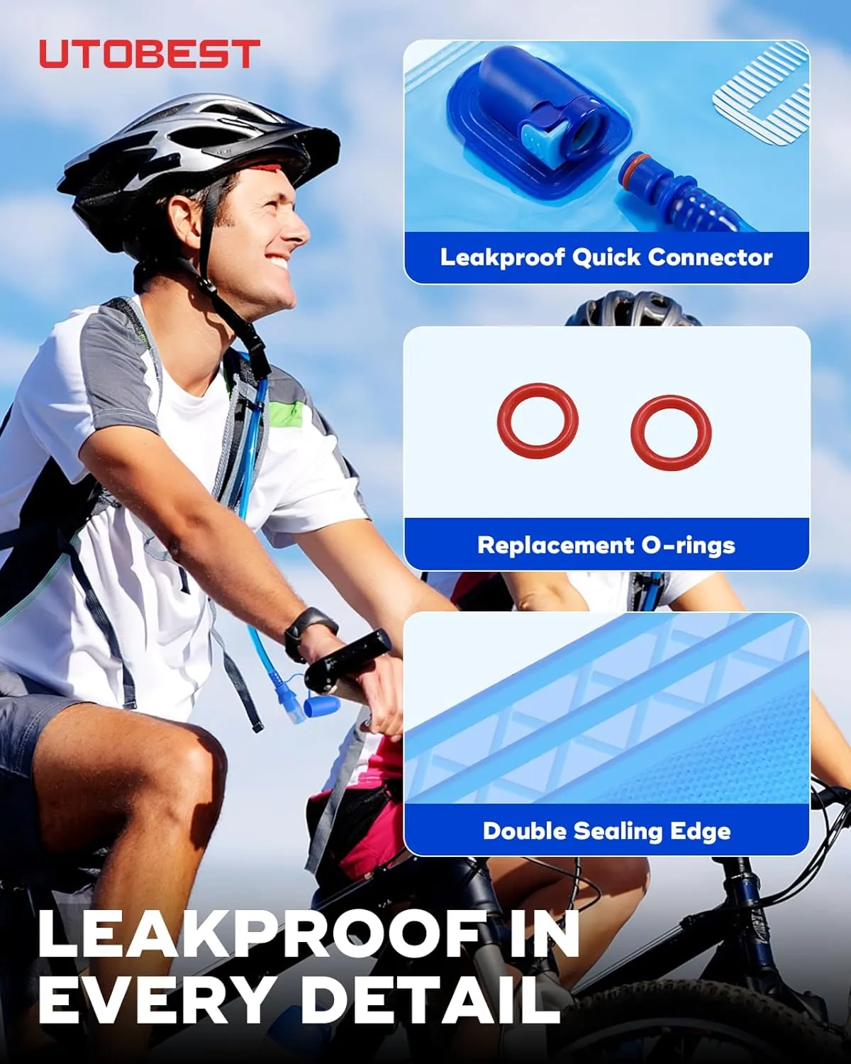 UTOBEST Water Bladder,Hydration Bladder 1L, 1.5L, 2L, 3L Water Bladder for Hiking Backpack, BPA Free, Leak Proof Water Reservoir for Running Cycling