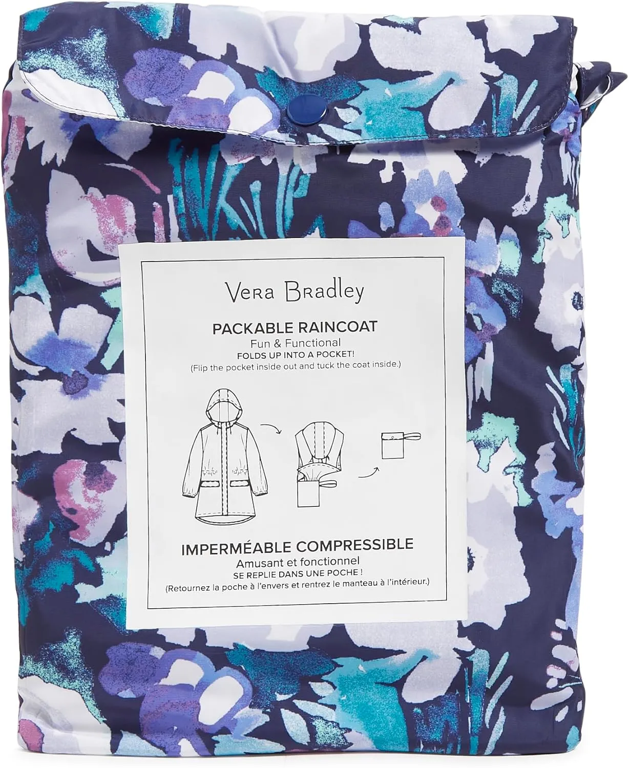 Vera Bradley Women's Packable Water Resistant Raincoat
