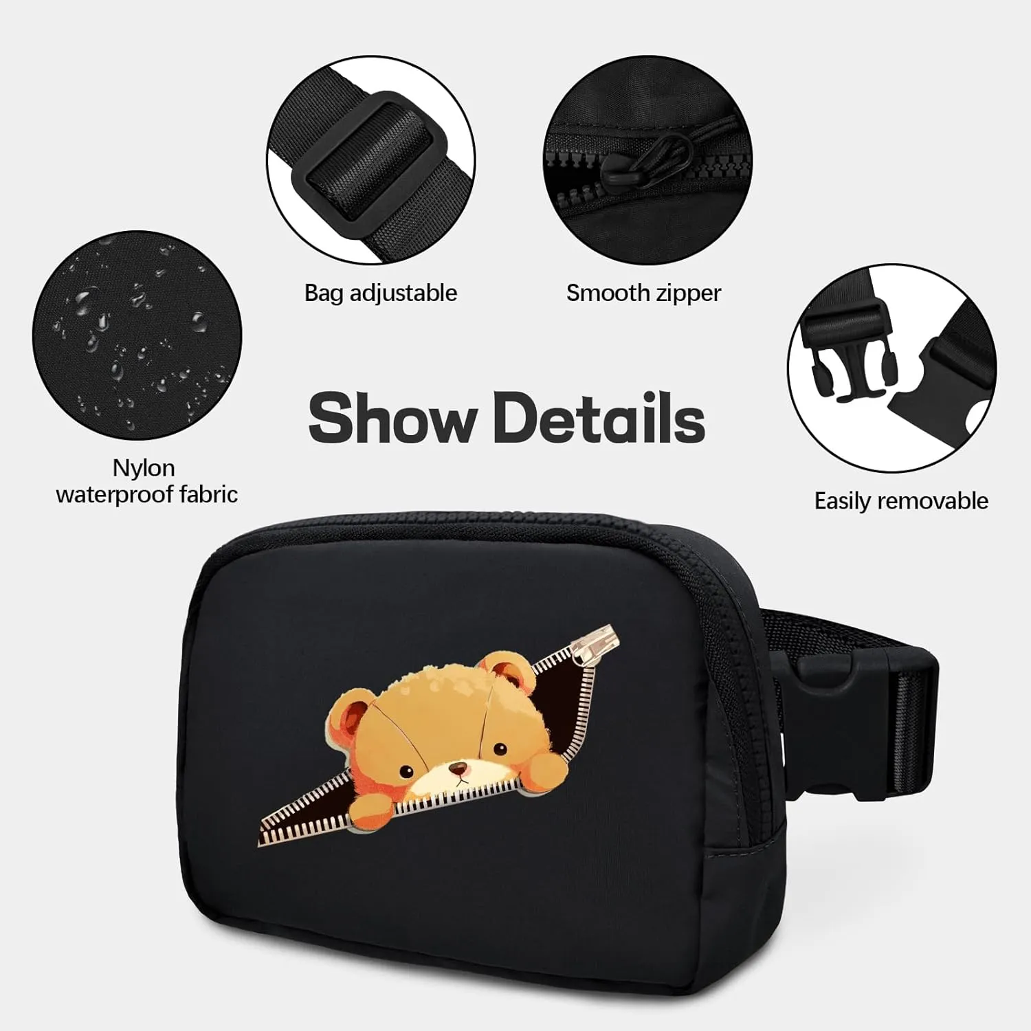 viewm Belt Bag for Women, Waterproof Fanny Packs for Women Men Fanny Pack Crossbody Bags for Women with Adjustable Strap for Travel Fitness Running Hiking
