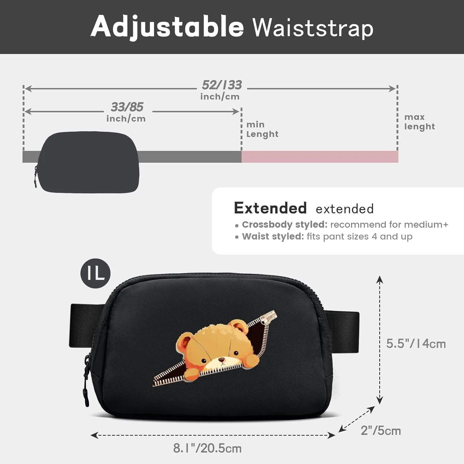 viewm Belt Bag for Women, Waterproof Fanny Packs for Women Men Fanny Pack Crossbody Bags for Women with Adjustable Strap for Travel Fitness Running Hiking