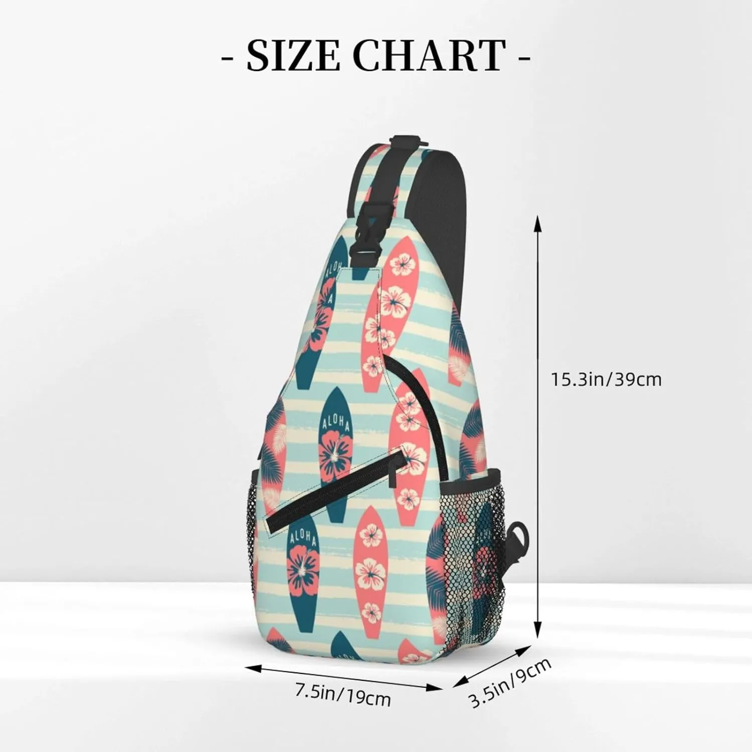 Vintage Surf Boards Cross Chest Bag Diagonally Hiking Crossbody Bag Travel Shoulder Daypack Lightweight Sling Backpack Cycling Daypacks Fitness Chest Backpacks