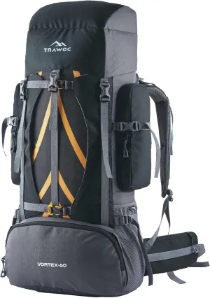VORTEX 60L Travel Backpack - Hiking, Trekking Rucksack for Men & Women - HK004 - Black