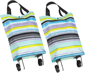 VOSAREA Grocery Cart Wheels Bag Wheels Pull Handle Rolling Shopping Bag for Women