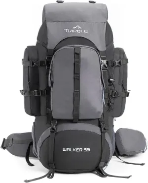 Walker 65 Litres Rucksack | Internal Frame With Metal Rod | Rain Cover | Bottom Opening | Laptop Section