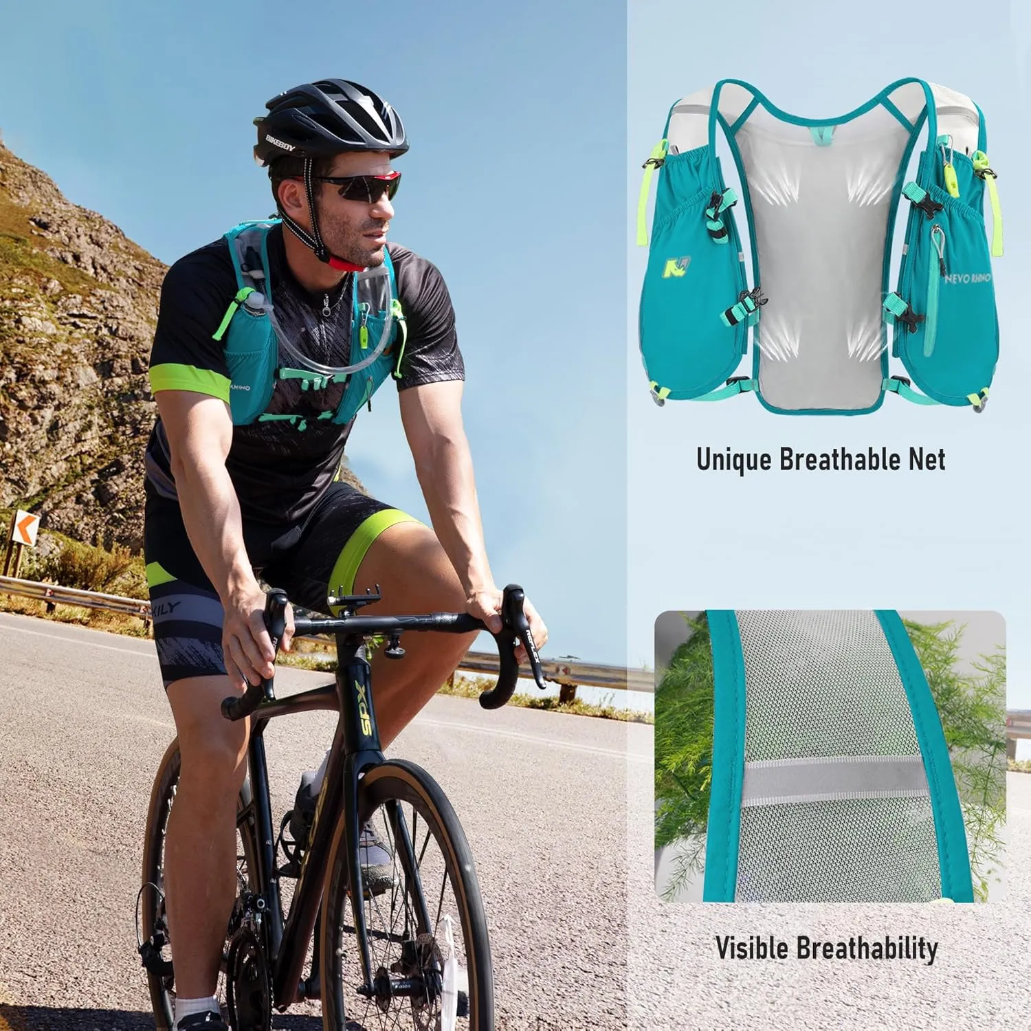 Waterproof Running Vest, 5.5L Breathable Running Hydration Vest with 1.5L Water Bladder, Water Vest for Hiking, Trail Marathon Race, Ideal for Women and Men