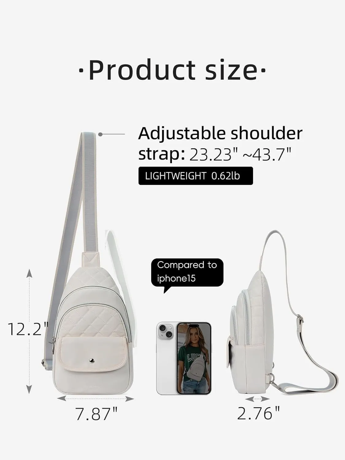 WESTBRONCO Crossbody Bags for Women Quilted Sling Daypacks Nylon Lightweight Large