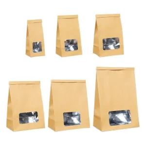 Window Self-sealing Paper Bags 50PCS 6Sizes Kraft