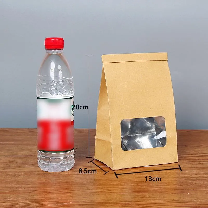 Window Self-sealing Paper Bags 50PCS 6Sizes Kraft