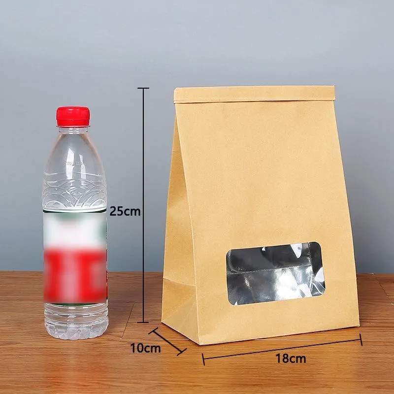 Window Self-sealing Paper Bags 50PCS 6Sizes Kraft